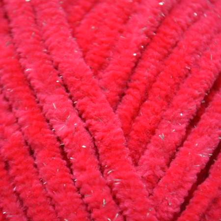 Wolans Bunny Shine - Chunky Glitter Chenille Yarn - Pack of 5 x 100g Balls - Fuchsia