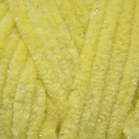 Wolans Bunny Shine - Chunky Glitter Chenille Yarn - Pack of 5 x 100g Balls - Yellow