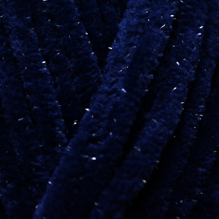 Wolans Bunny Shine - Chunky Glitter Chenille Yarn - Pack of 5 x 100g Balls - Navy Blue