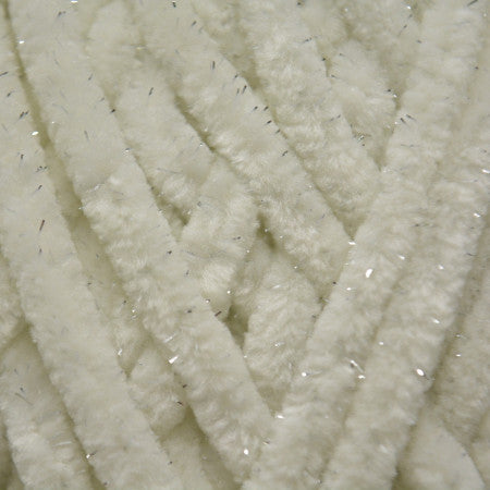 Wolans Bunny Shine - Chunky Glitter Chenille Yarn - Pack of 5 x 100g Balls - Cream