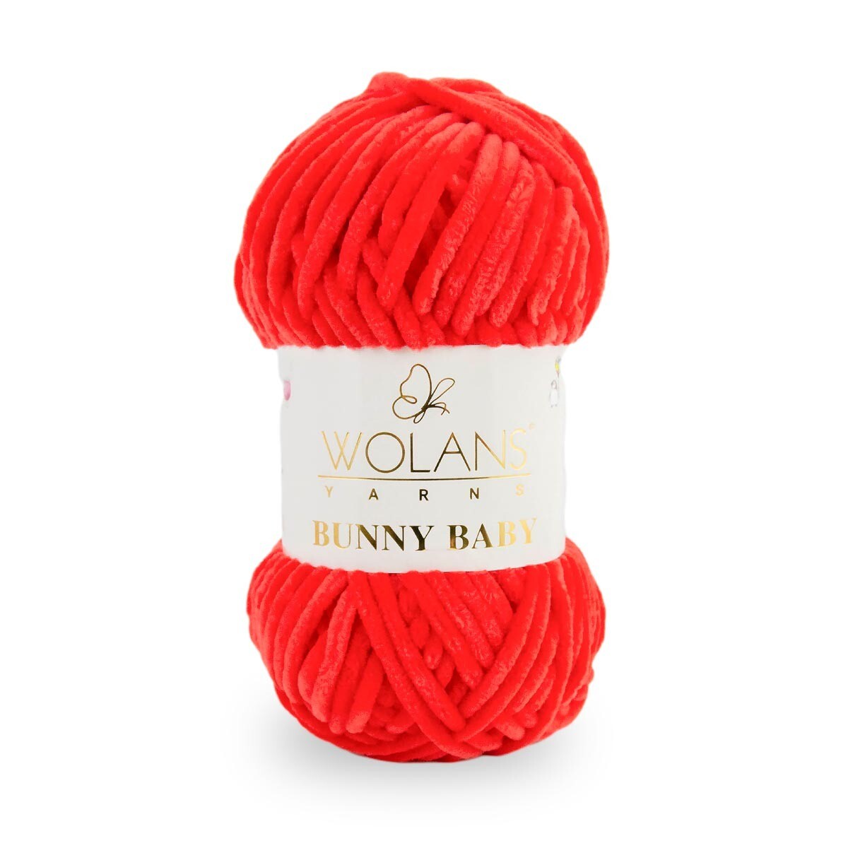 Wolans Bunny Baby - Chunky Chenille Yarn - Pack of 5 x 100g Balls - Red
