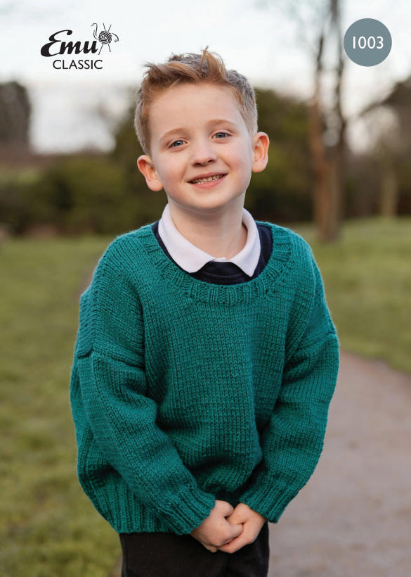 Emu Yarns - Knitting Pattern - 1003 - Childs Classic Aran Jumper