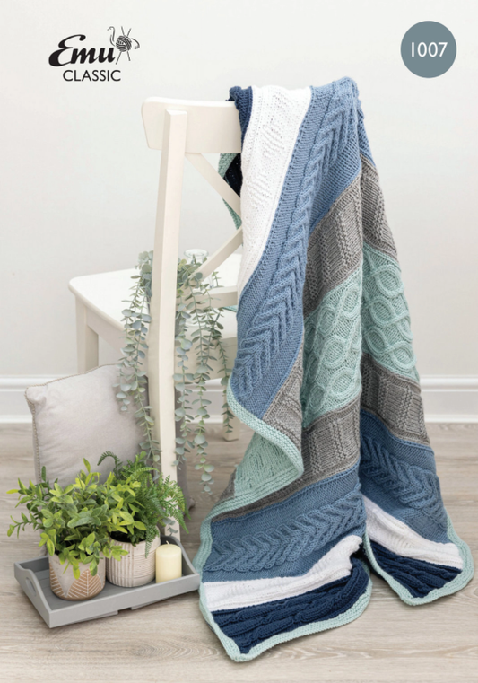 Emu Yarns - Knitting Pattern - 1007 - Chunky Nordic Panel Throw