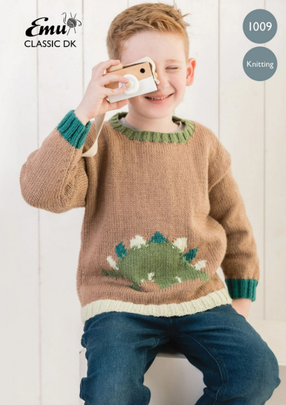 Emu Yarns - Knitting Pattern - 1009 - Child's Dinosaur Jumper