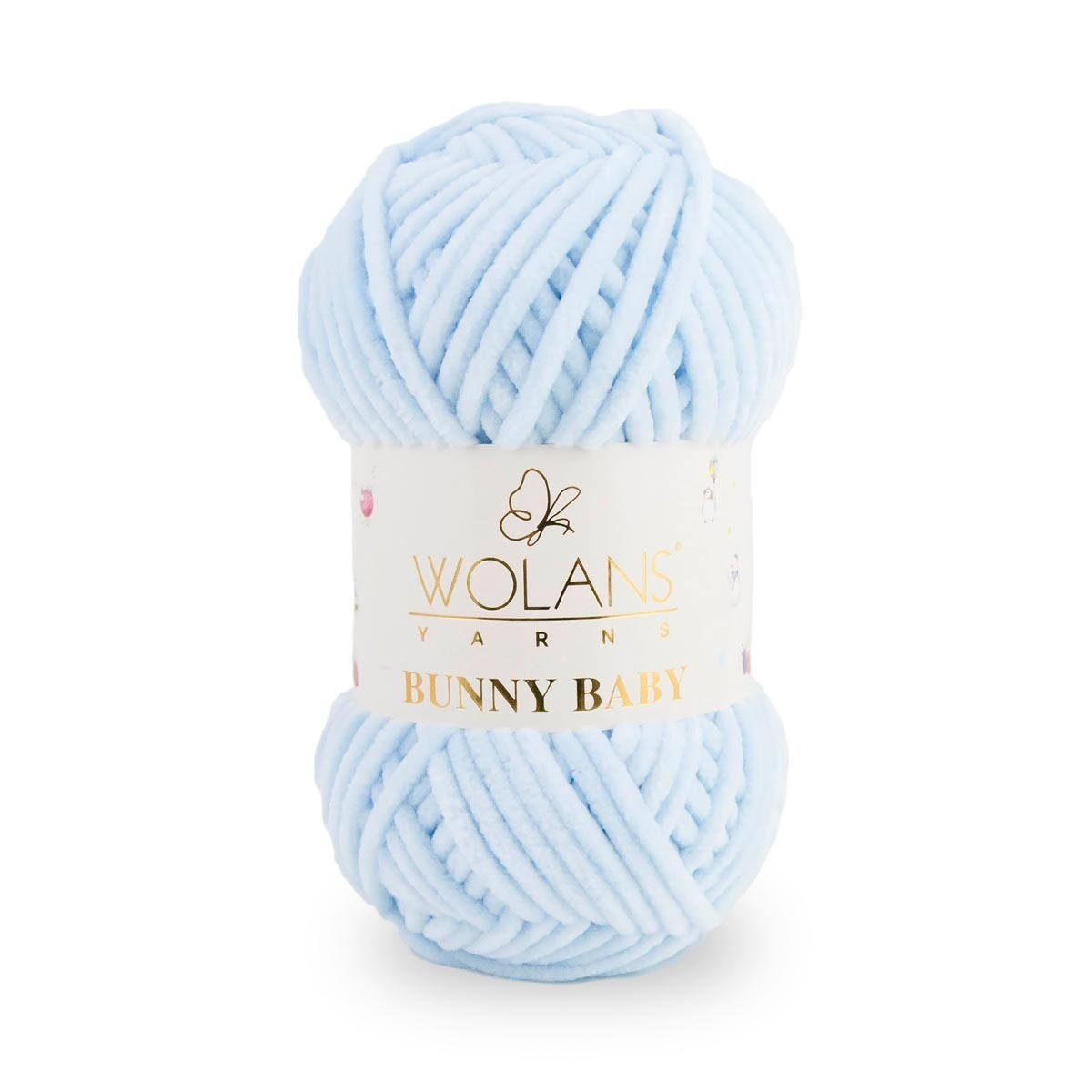 Wolans Bunny Baby - Chunky Chenille Yarn - Pack of 5 x 100g Balls - Light Blue