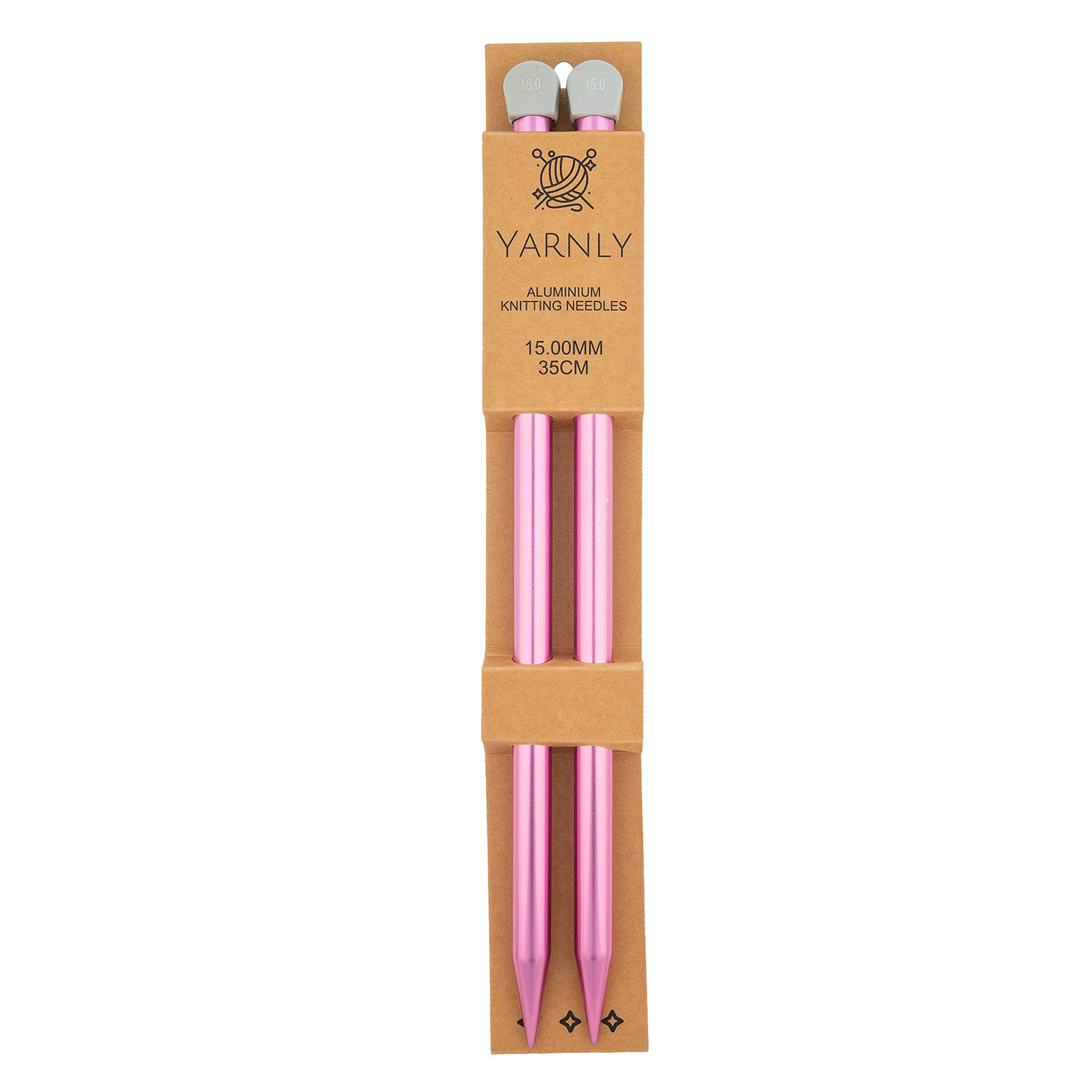 Yarnly - Aluminium Knitting Needles - Single Pointed - 15mm x 35cm