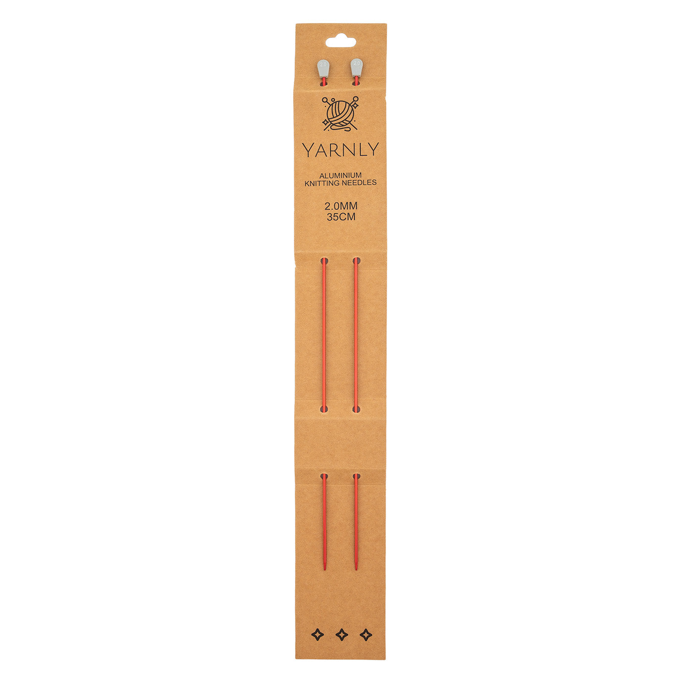 Yarnly - Aluminium Knitting Needles - Single Pointed - 2mm x 35cm