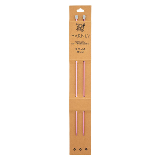 Yarnly - Aluminium Knitting Needles - Single Pointed - 3mm x 35cm