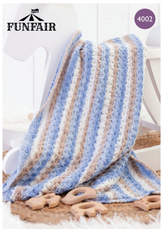 Emu Yarns - Knitting Pattern - 4002 - Stripey Cot Blanket
