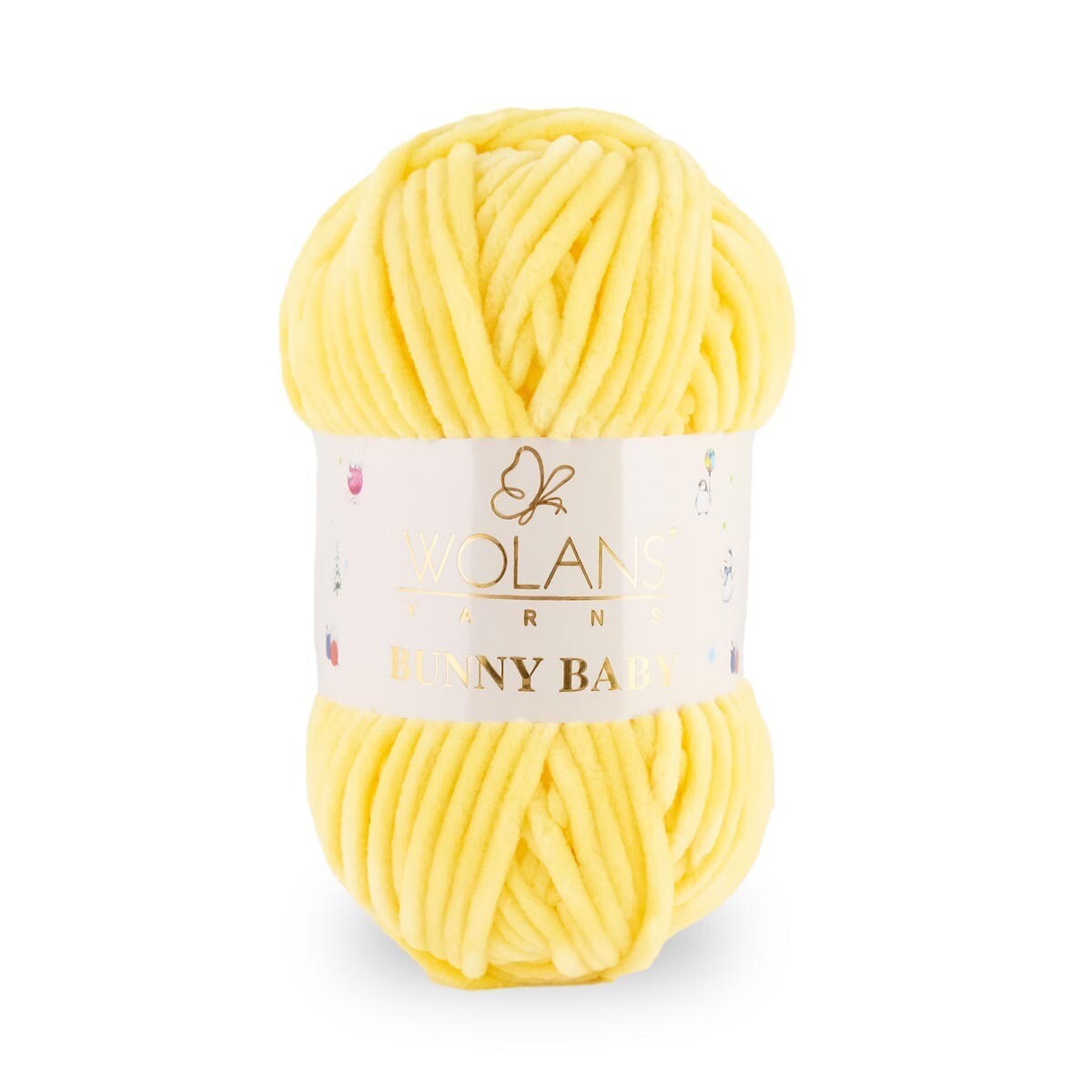 Wolans Bunny Baby - Chunky Chenille Yarn - Pack of 5 x 100g Balls - Lemon
