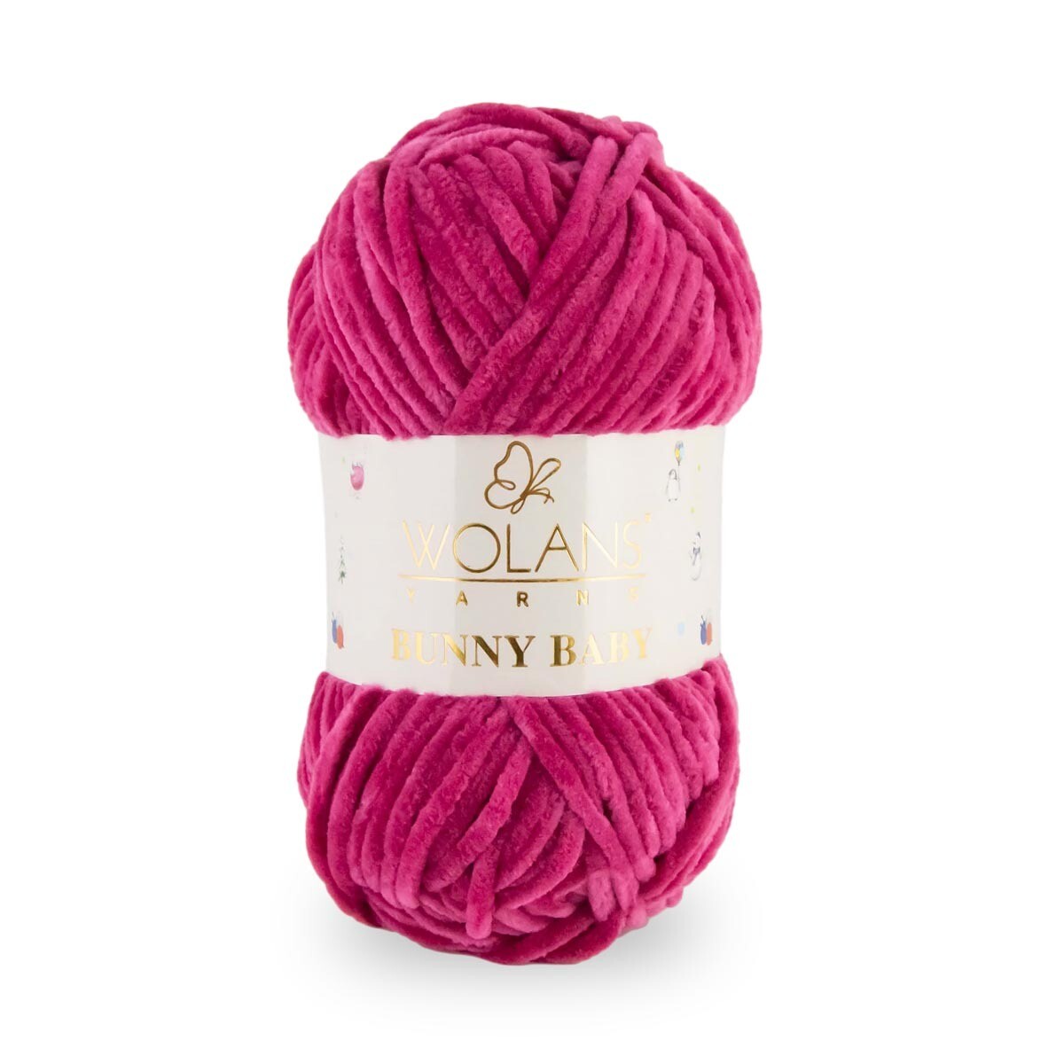 Wolans Bunny Baby - Chunky Chenille Yarn - Pack of 5 x 100g Balls - Berry