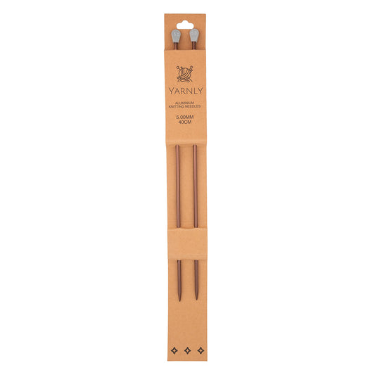 Yarnly - Aluminium Knitting Needles - Single Pointed - 5mm x 40cm