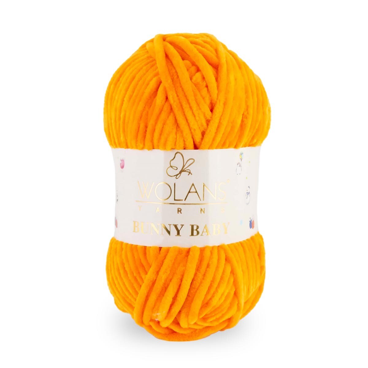 Wolans Bunny Baby - Chunky Chenille Yarn - Pack of 5 x 100g Balls - Bright Orange