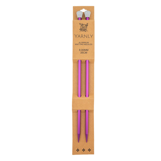 Yarnly - Aluminium Knitting Needles - Single Pointed - 8mm x 35cm