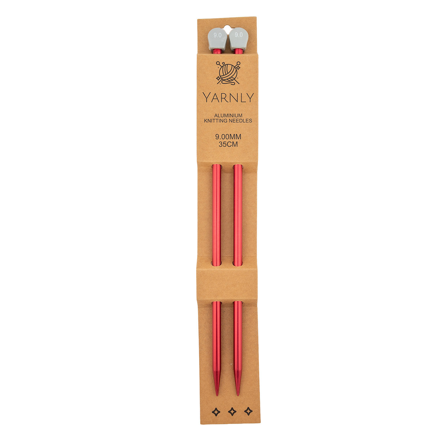 Yarnly - Aluminium Knitting Needles - Single Pointed - 9mm x 35cm