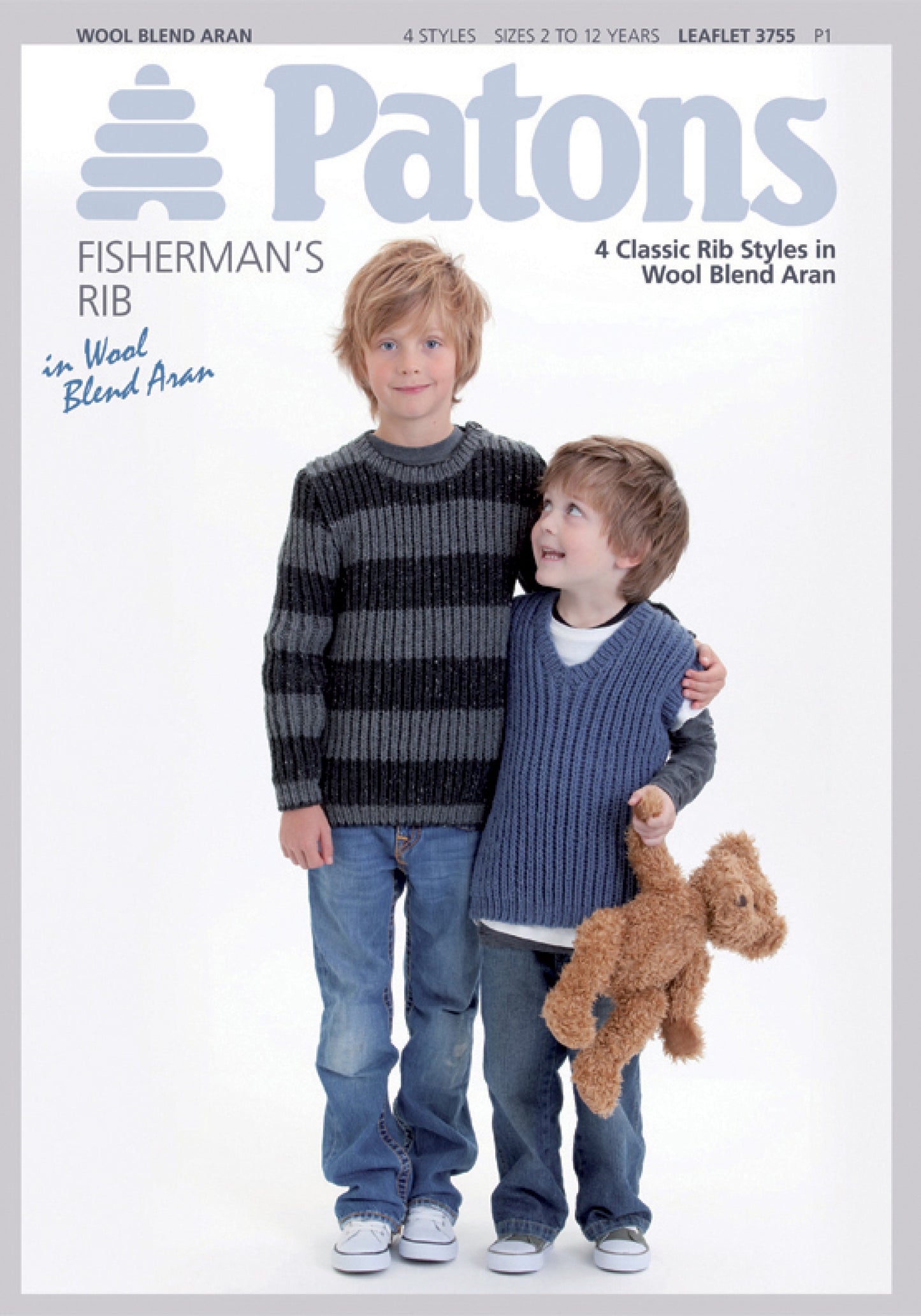 Patons - Multi Knitting Pattern - PBN3755 - Kids Classic Aran Ribbed Jumpers