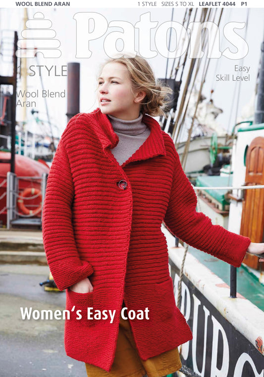 Patons - Knitting Pattern - PBN4044 - Ladies Easy Knit Coat