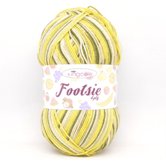 King Cole - Footsie - 4ply Sock Wool - 100g Ball - 4904 Banana