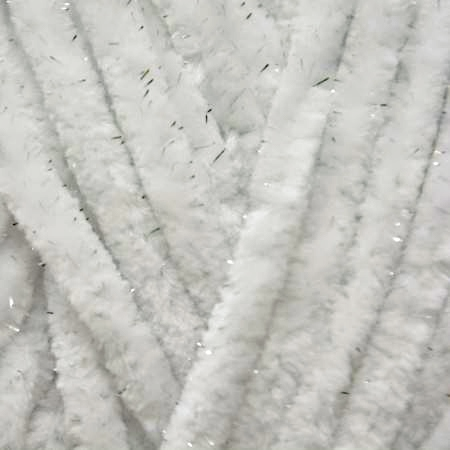 Wolans Bunny Shine - Chunky Glitter Chenille Yarn - Pack of 5 x 100g Balls - White