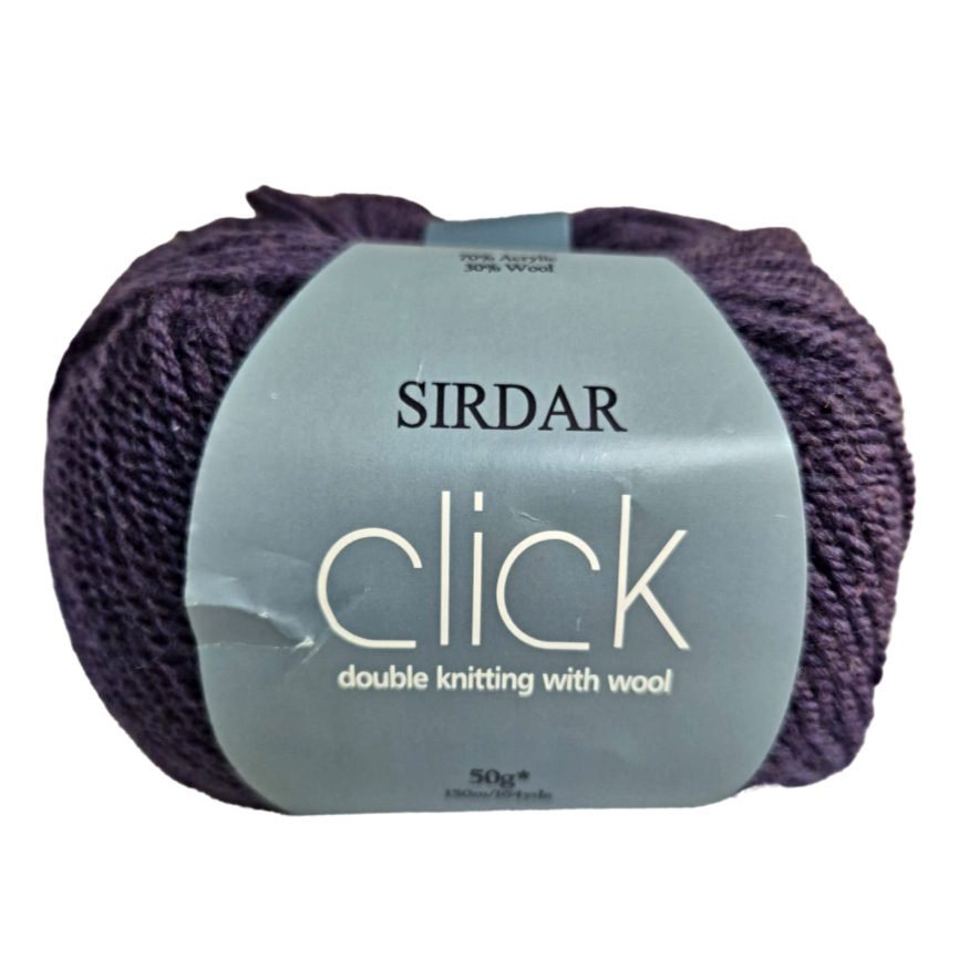 Sirdar - Click - Double Kniting with Wool - 50g Ball - Shade 0137 Blueberry
