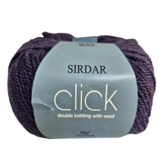 Sirdar - Click - Double Kniting with Wool - 50g Ball - Shade 0137 Blueberry
