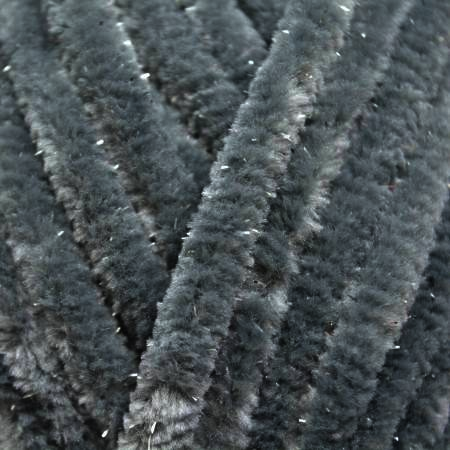 Wolans Bunny Shine - Chunky Glitter Chenille Yarn - Pack of 5 x 100g Balls - Grey