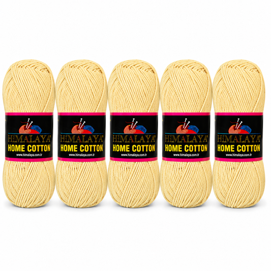 Himalaya Home Cotton Blend - Yellow Aran Yarn - 100g x 5 Ball Value Pack