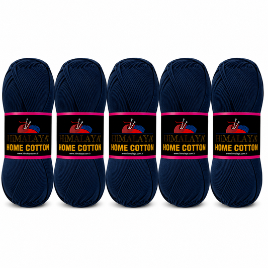 Himalaya Home Cotton Blend - Navy Blue Aran Yarn - 100g x 5 Ball Value Pack