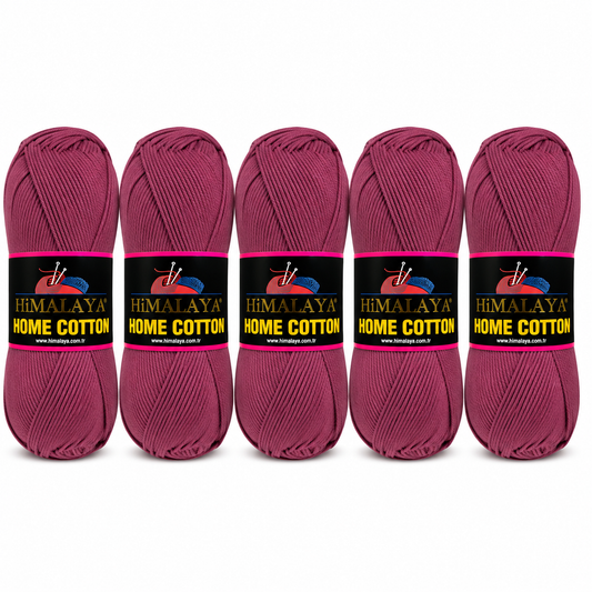 Himalaya Home Cotton Blend - Wine Aran Yarn - 100g x 5 Ball Value Pack