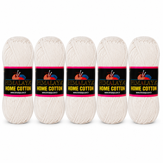 Himalaya Home Cotton Blend - Cream Aran Yarn - 100g x 5 Ball Value Pack