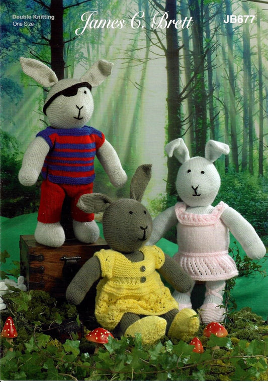 James C. Brett - Knitting Pattern - JB677 - Toy Rabbits