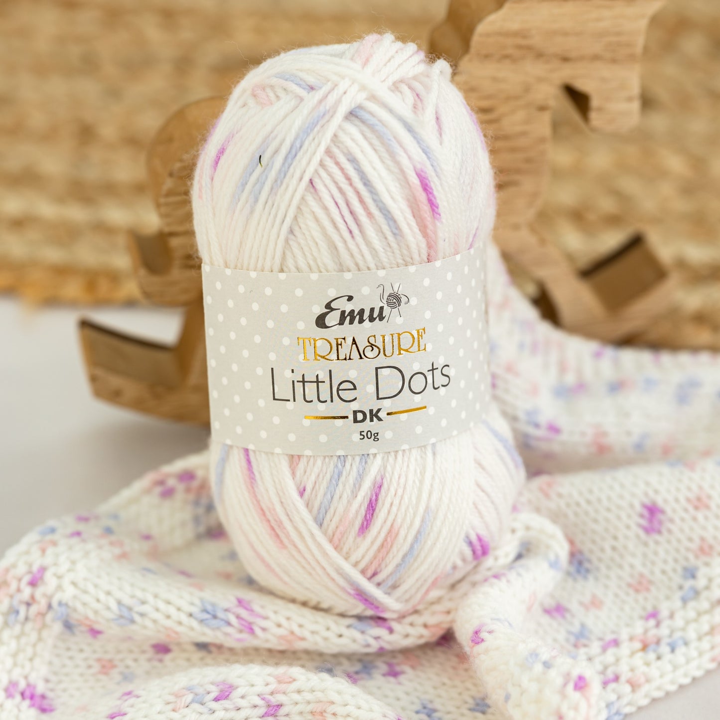 www.thewoolshop.net Emu Yarns - Treasure Little Dots - DK - 50g Ball - 005 Little Bo Peep