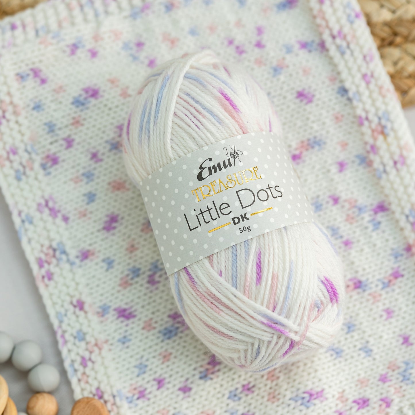 www.thewoolshop.net Emu Yarns - Treasure Little Dots - DK - 50g Ball - 005 Little Bo Peep