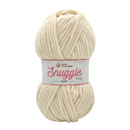 The Little Wool Shop - Snuggle Puff - Chunky Chenille Yarn - Pack of 5 x 100g Balls - 025 Vanilla Bean