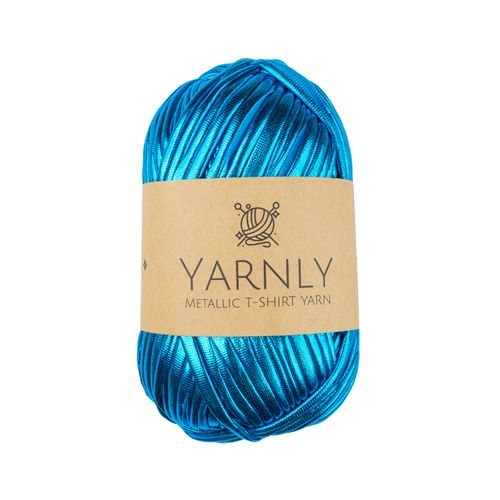 Yarnly - Metallic T-Shirt Yarn - 100g Ball - Metallic Blue
