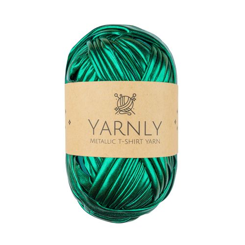 Yarnly - Metallic T-Shirt Yarn - 100g Ball - Metallic Green