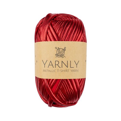 Yarnly - Metallic T-Shirt Yarn - 100g Ball - Metallic Red