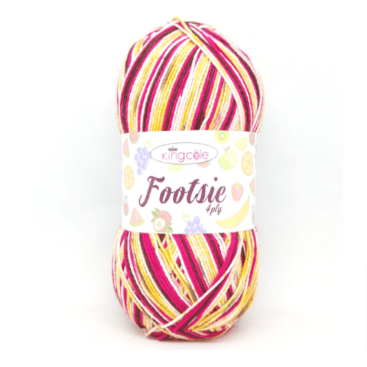 King Cole - Footsie - 4ply Sock Wool - 100g Ball - 4900 Passionfruit