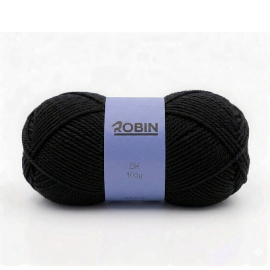 Robin DK Double Knit Yarn – Black (044) – 100g Ball
