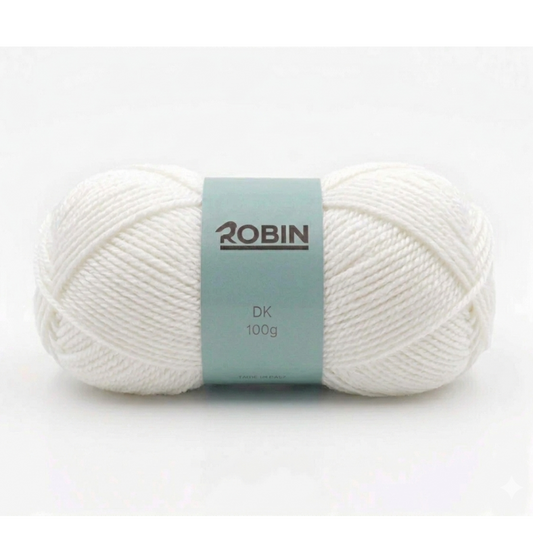 Robin DK Double Knit Yarn – White (001) – 100g Ball