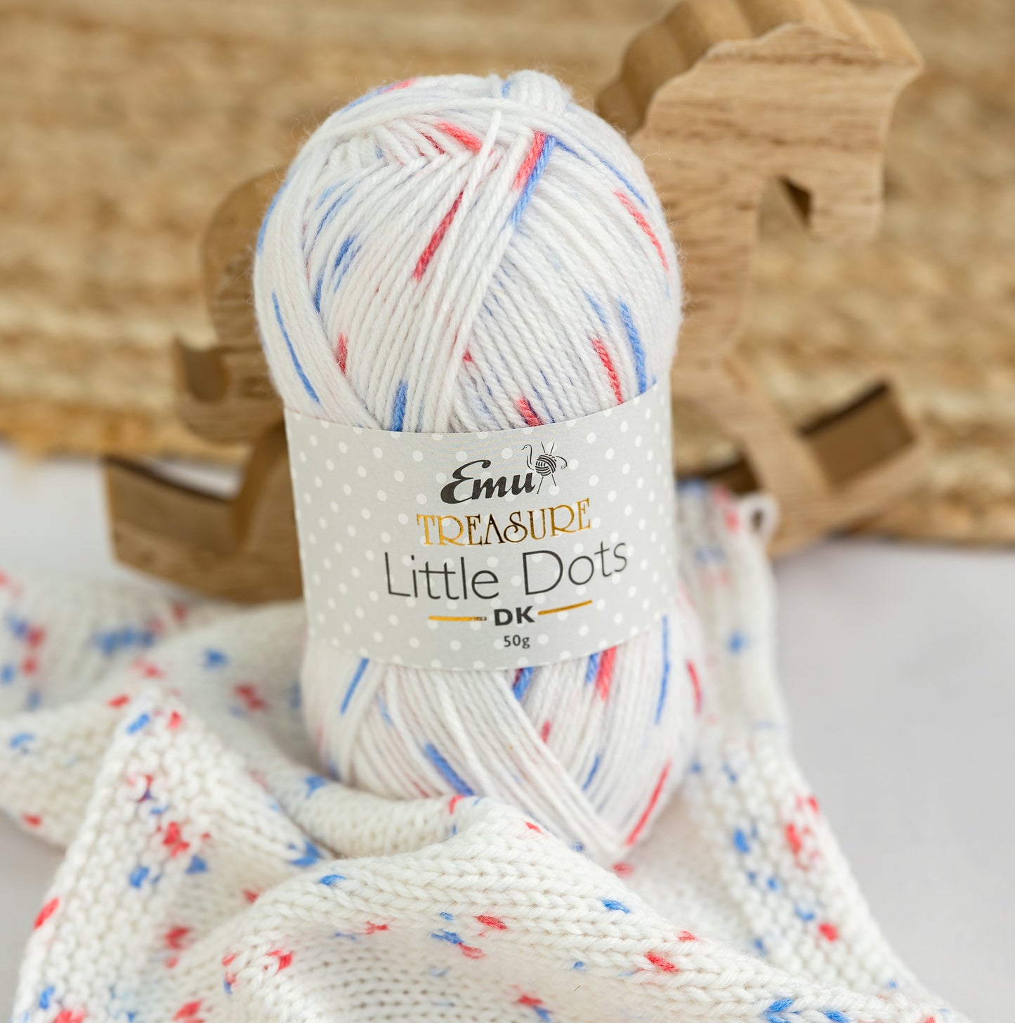 www.thewoolshop.net Emu Yarns - Treasure Little Dots - DK - 50g Ball - 001 Row Your Boat