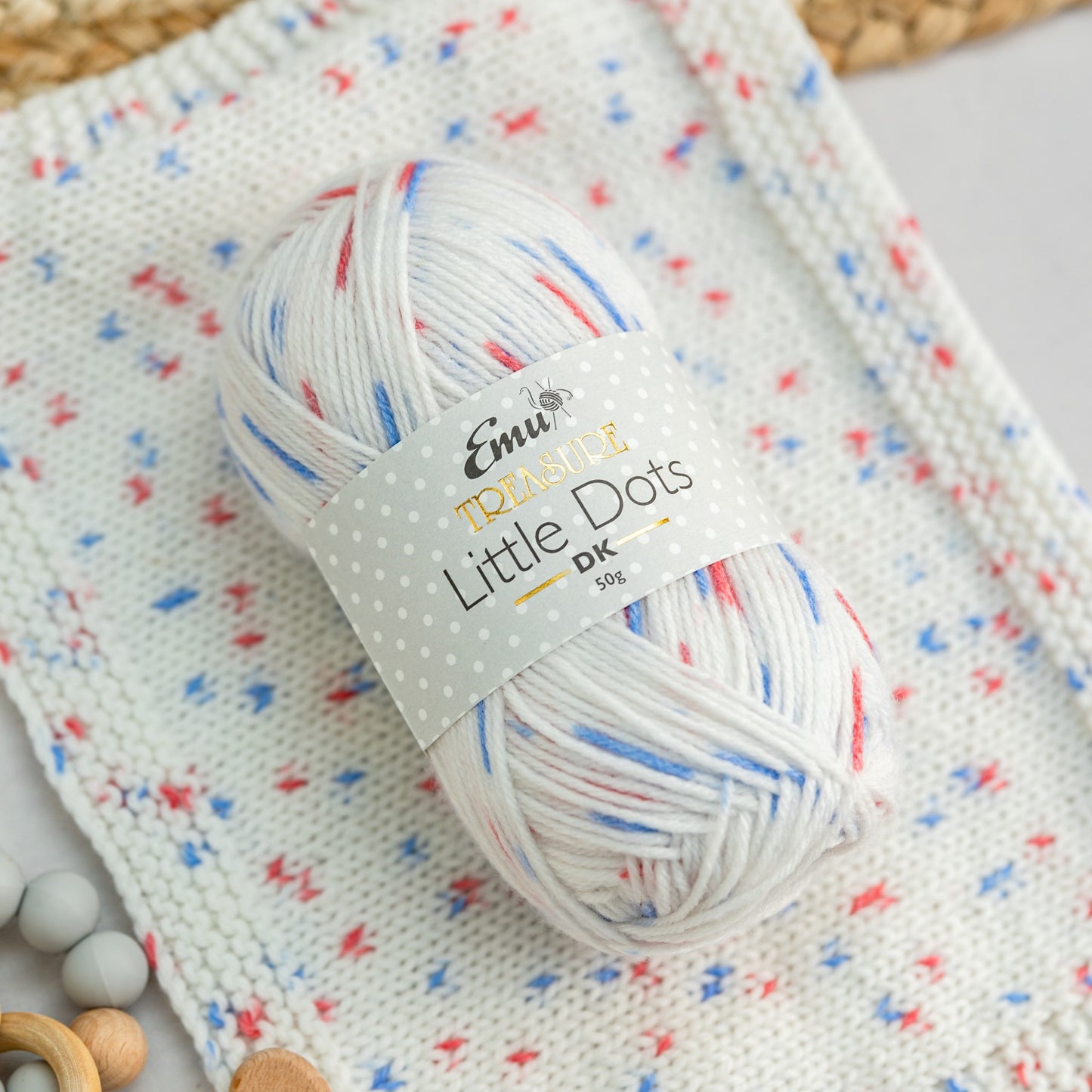 www.thewoolshop.net Emu Yarns - Treasure Little Dots - DK - 50g Ball - 001 Row Your Boat