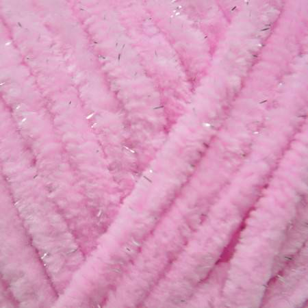 Wolans Bunny Shine - Chunky Glitter Chenille Yarn - Pack of 5 x 100g Balls - Dark Pink