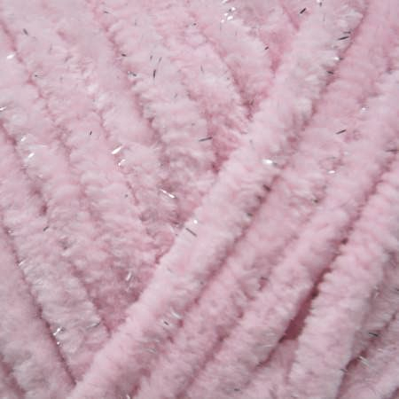 Wolans Bunny Shine - Chunky Glitter Chenille Yarn - Pack of 5 x 100g Balls - Soft Pink