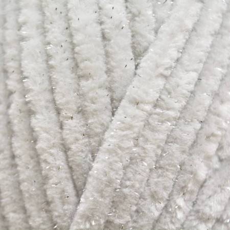 Wolans Bunny Shine - Chunky Glitter Chenille Yarn - Pack of 5 x 100g Balls - Light Grey