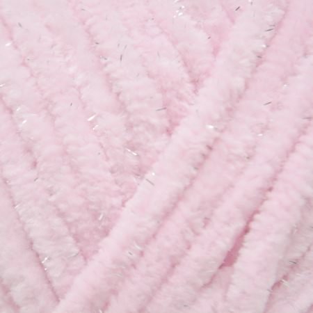 Wolans Bunny Shine - Chunky Glitter Chenille Yarn - Pack of 5 x 100g Balls - Light Pink
