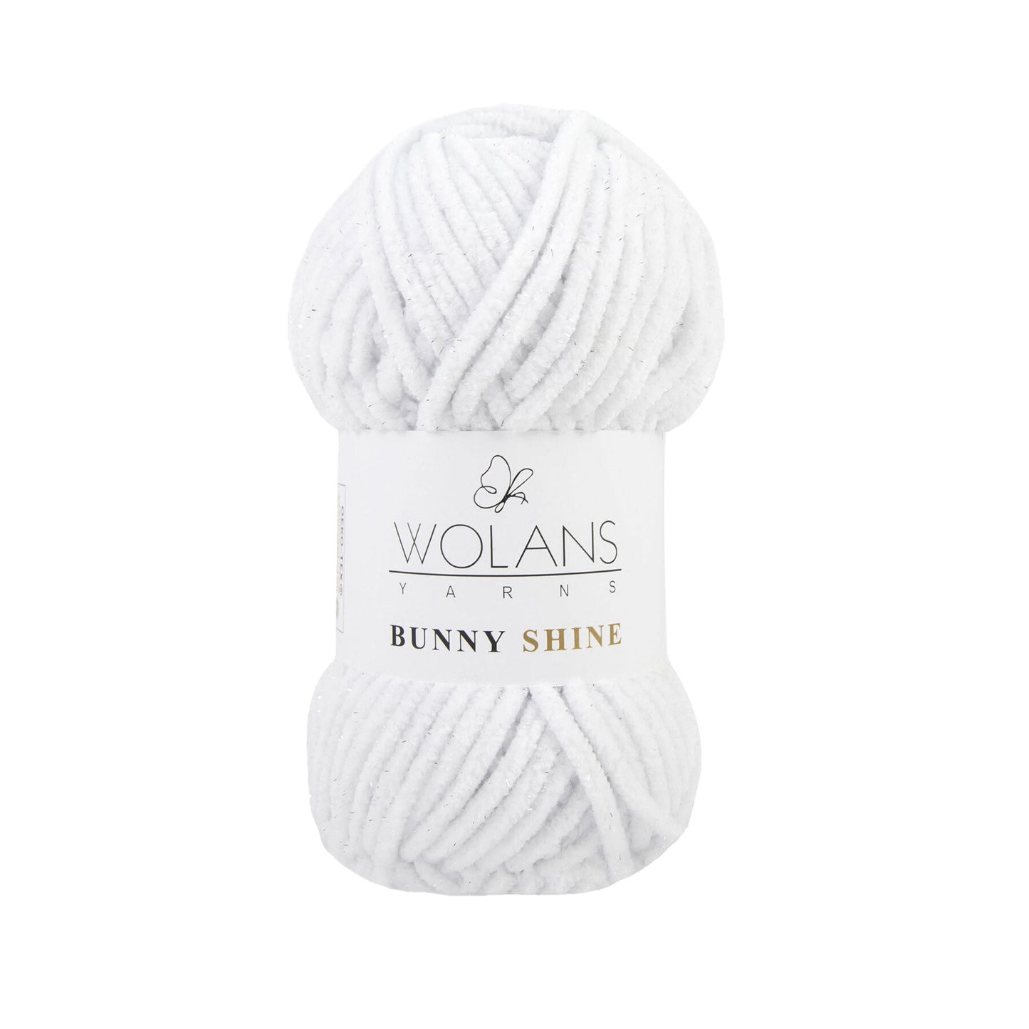 Wolans Bunny Shine - Chunky Glitter Chenille Yarn - Pack of 5 x 100g Balls - White