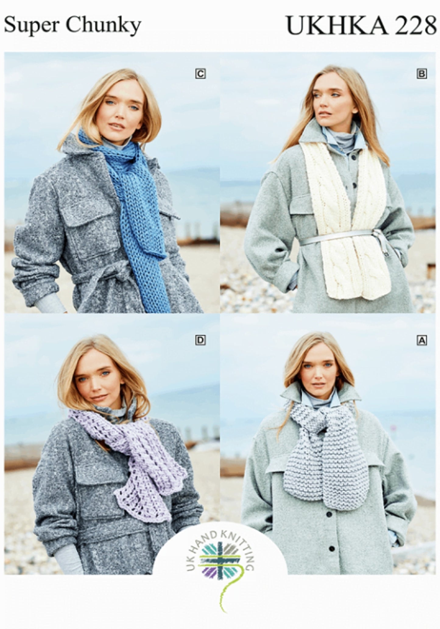UKHKA - Multi Knitting Pattern - UKHKA 228 - Super Chunky Scarf Collection