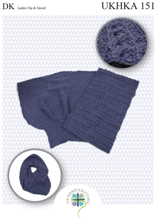 UKHKA - Multi Knitting Pattern - UKHKA 151 - Ladies Top and Snood
