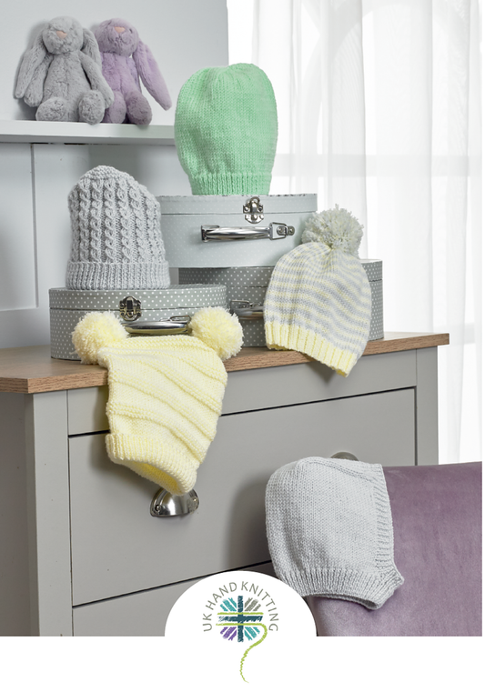 UKHKA - Multi Knitting Pattern - UKHKA 231 - Baby Hats and Balaclava